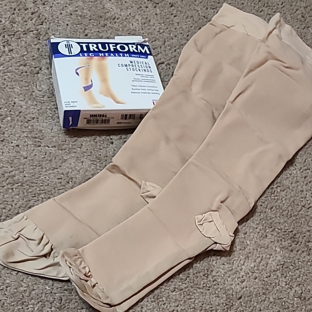 (2)New-TRUFORM Beige Compression Stockings-L/XL Bundle